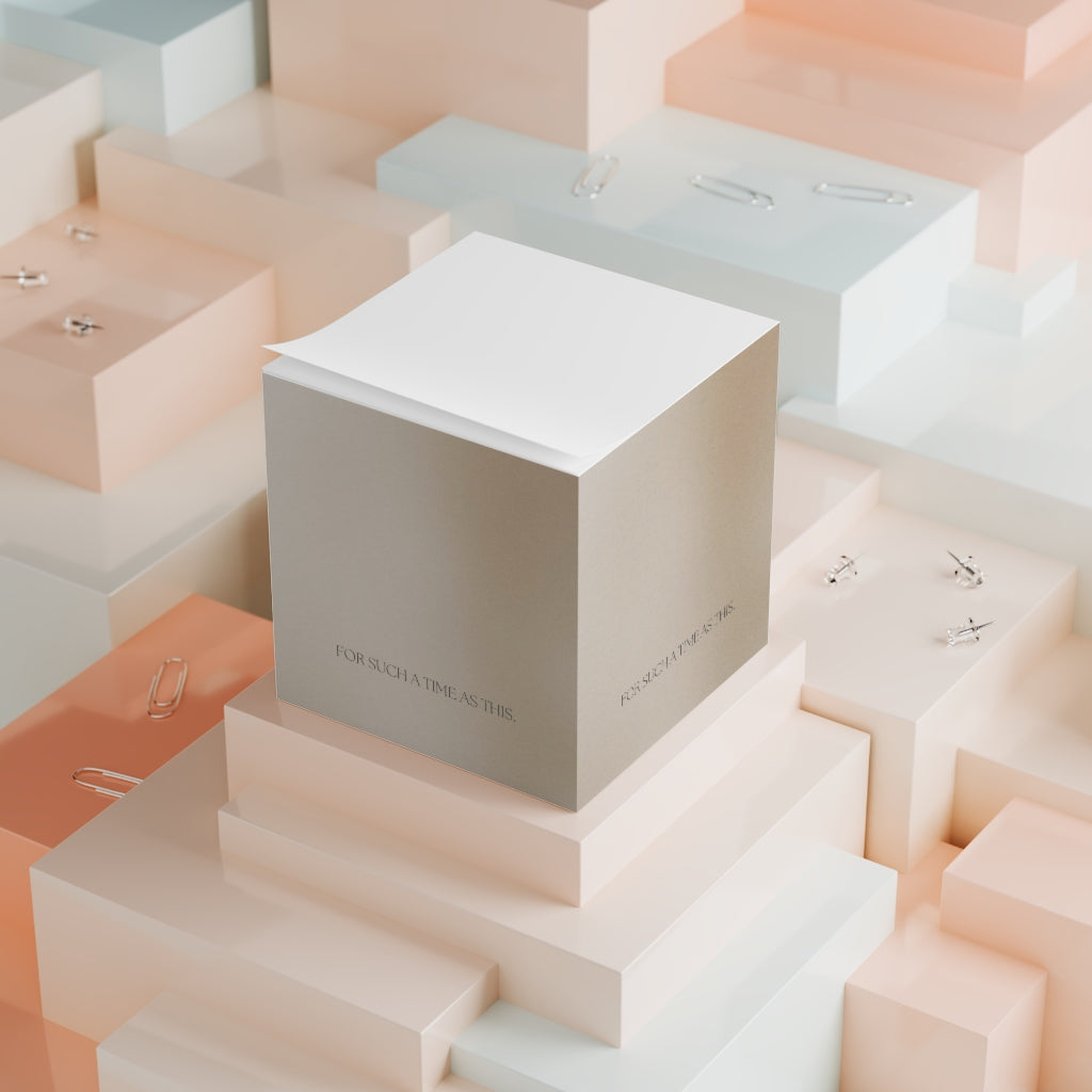 Esther's Essentials | Sticky Note Cube - Beige | Monochrome Mini Memo Pad