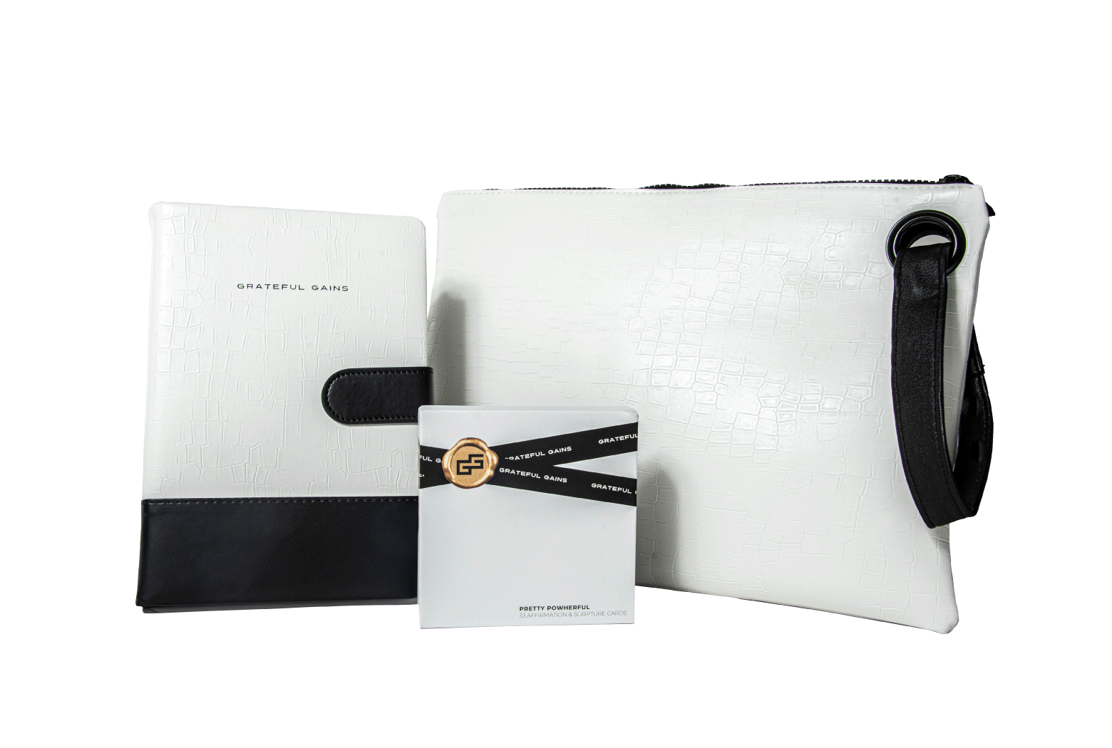 White Croco Prayer Journal Bundle Gift - Christian Planner