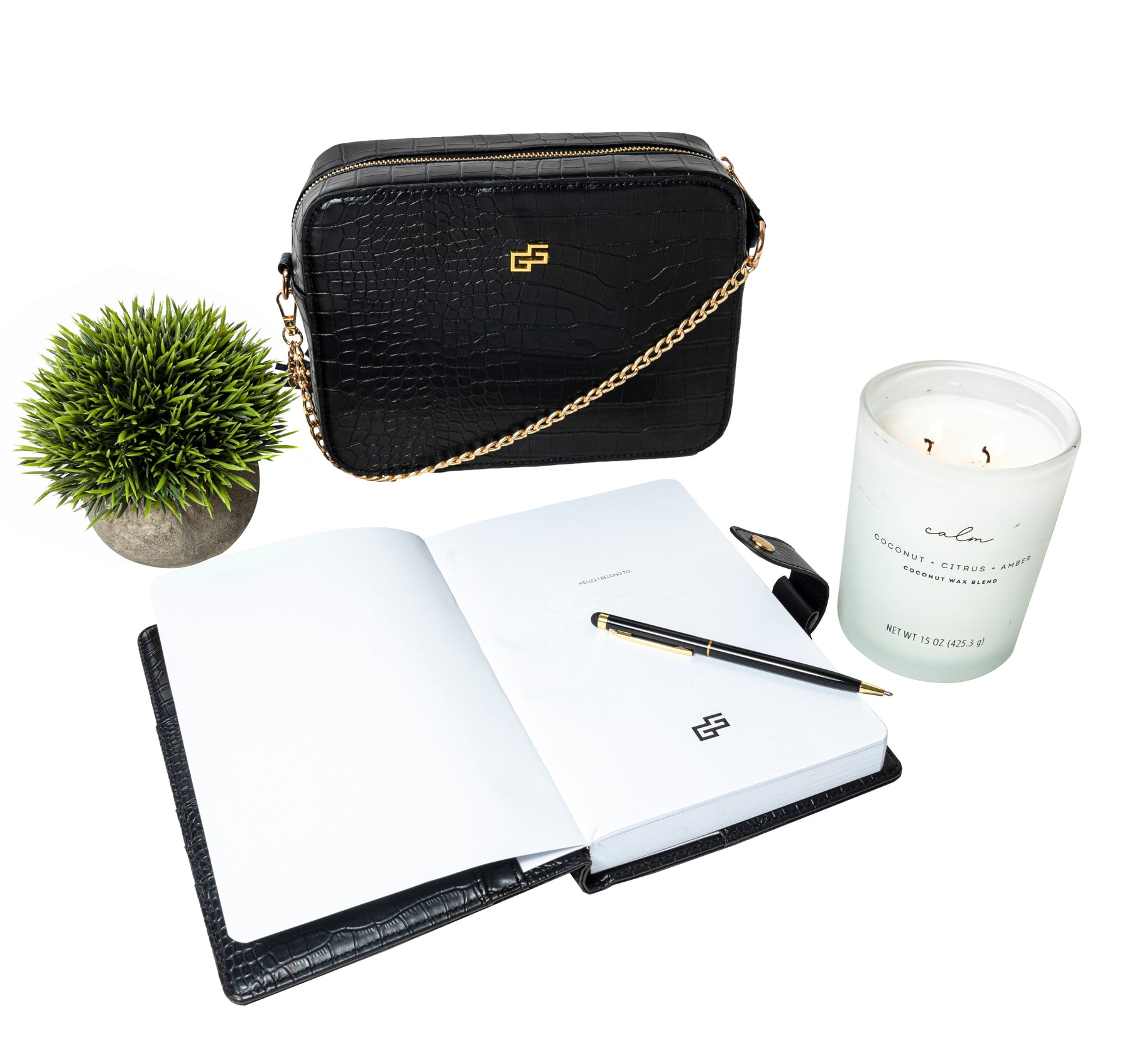 Black Croco Prayer & Gratitude Journal  -Faith Gift Set - Christian Daily Planner