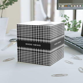 Houndstooth Sticky Note Cube | Good News Memo Pad