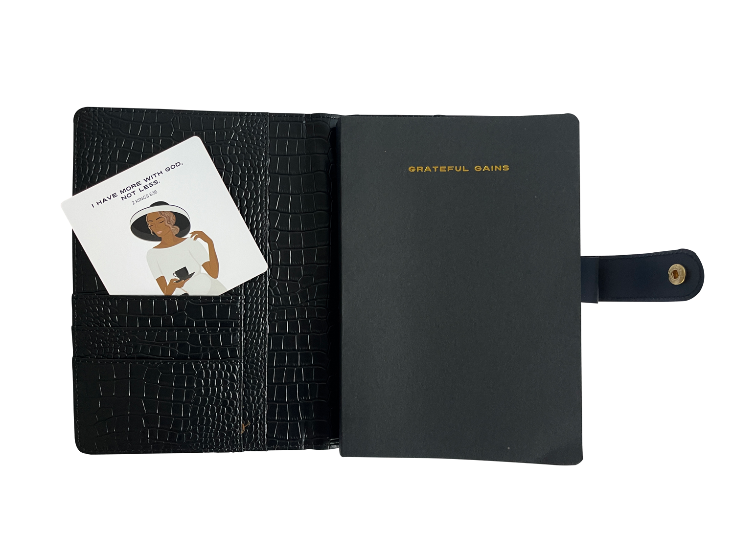 Black Croco Prayer & Gratitude Journal  -Faith Gift Set - Christian Daily Planner Refillable