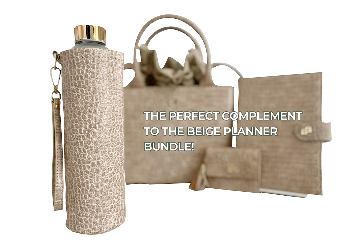 Beige Croco Water Bottle Sleeve Chic Taupe