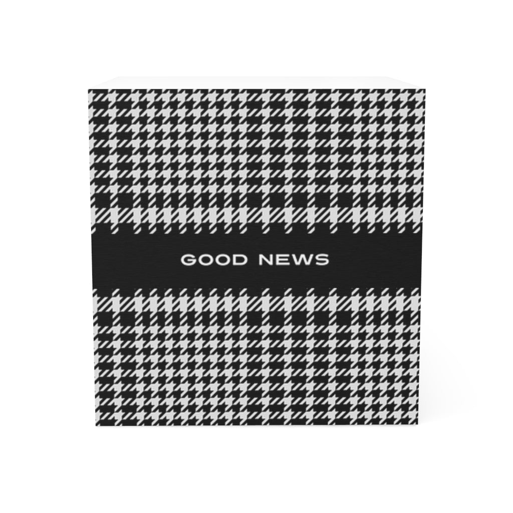 Houndstooth Sticky Note Cube | Good News Memo Pad