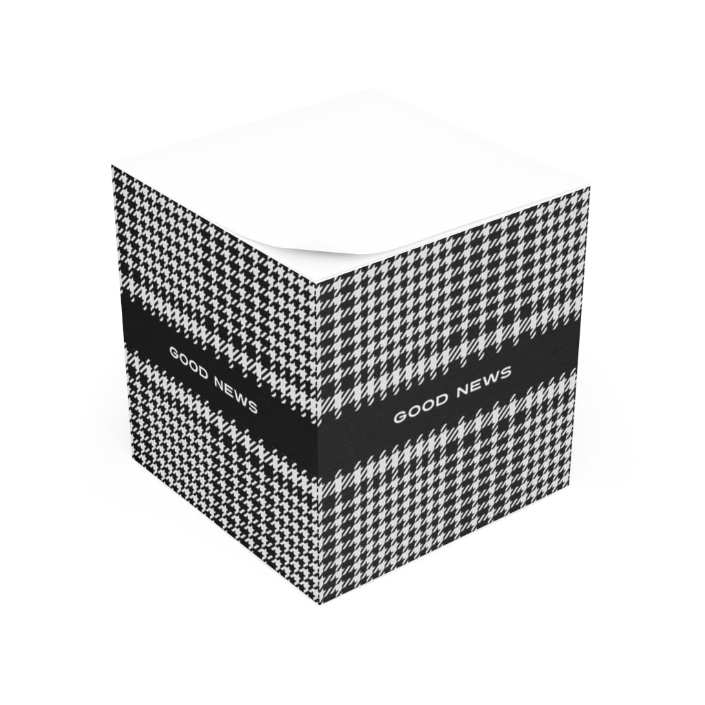 Houndstooth Sticky Note Cube | Good News Memo Pad