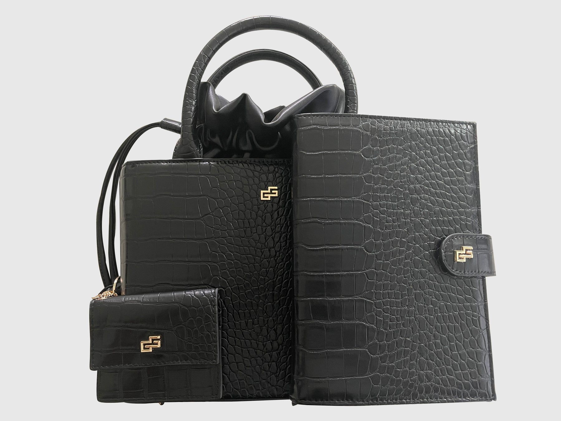 Black Faith Croco Planner and Purse Set - Chic Gift Wallet Tote Bundle - Christian Daily Planner